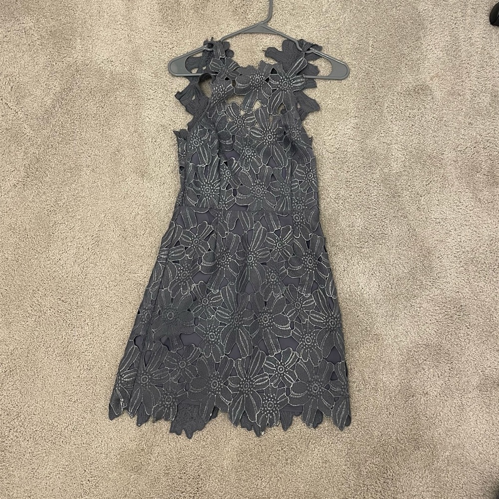 Gray Free People High Neck Lace Dress